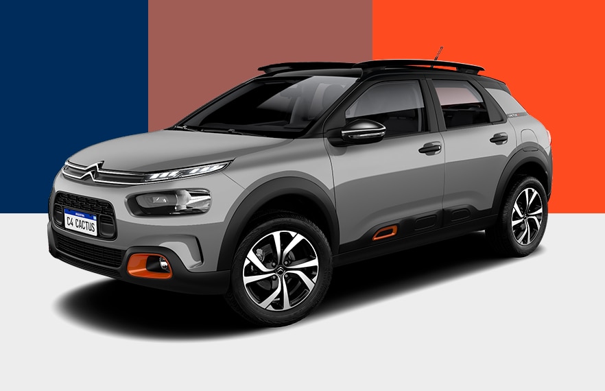 Citroën C4 Cactus gris en fondo de colores